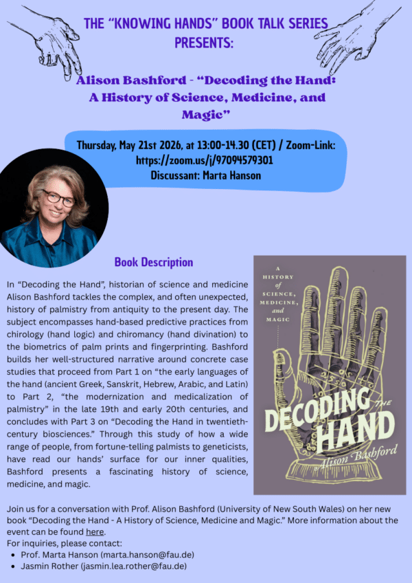 1rst Knowing Hands Book Talk: Alison Bashford, Decoding the Hand ...
